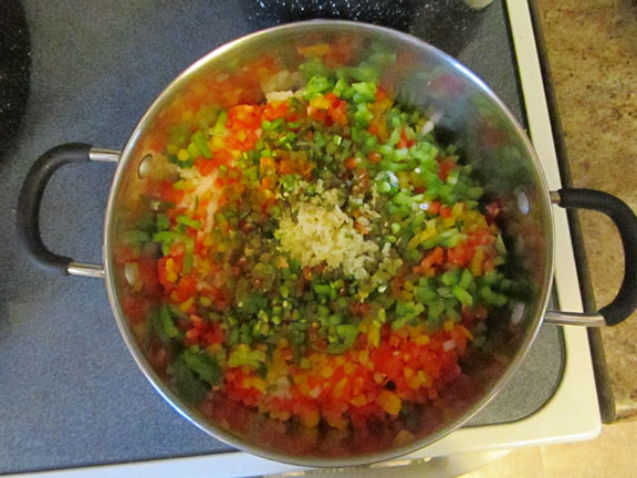 Chopped vegetables in pot