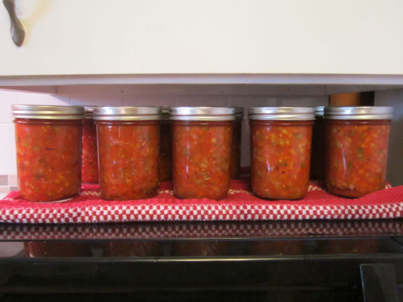 Ten jars of Salsa