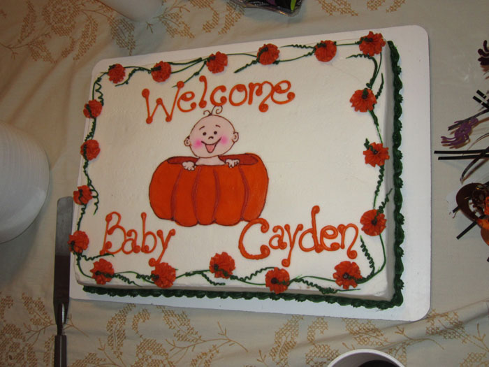 Welcome Baby Cayden sheet cake