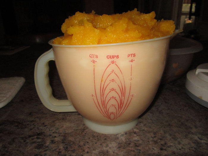 Eight plus cups of pureed pumpkin