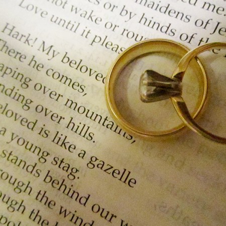 Bible with wedding rings