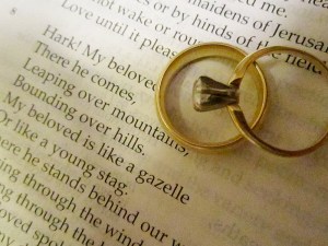 Bible with wedding rings
