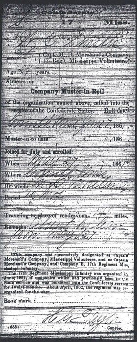 William's Co. E. Muster-In Roll