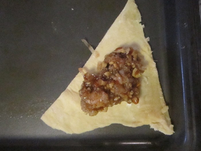 Mixture in center of dough