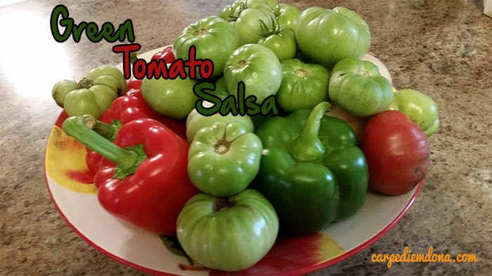 Green tomatoes, red and green peppers