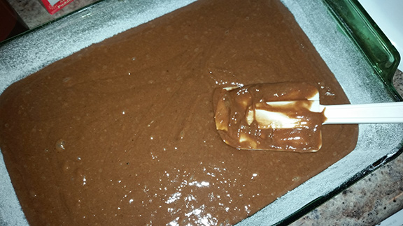 cake mix in prepared pan