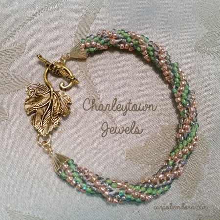 Green and Gold 12 Strand Spiral Kumihimo Bracelet