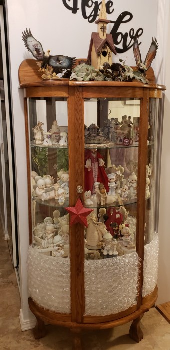 Replica antique rounded glass curio cabinet